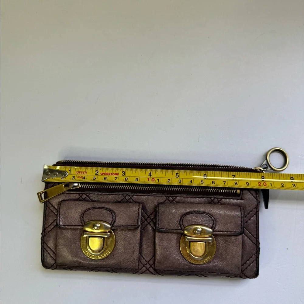 Marc Jacobs Quilted Leather Wallet Purse Cardholder Clutch Bag in Purple - Y2K